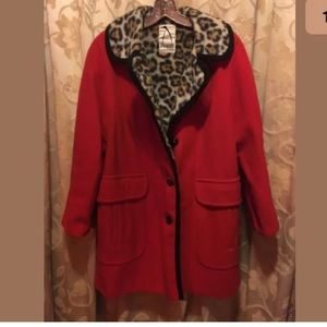 Penguin Red & Leopard winter coat XL 14/16